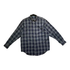 Ralph Lauren Button Down Shirt, Navy and Gray, Size Medium